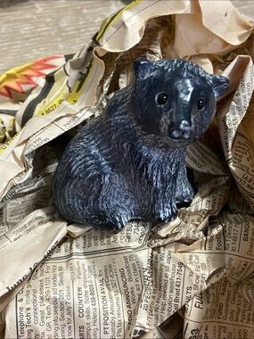 VTG A Wolf Original; Soapstone Bear CUB Figurine Edmund Wolf Canada 2.5" X 2.5"